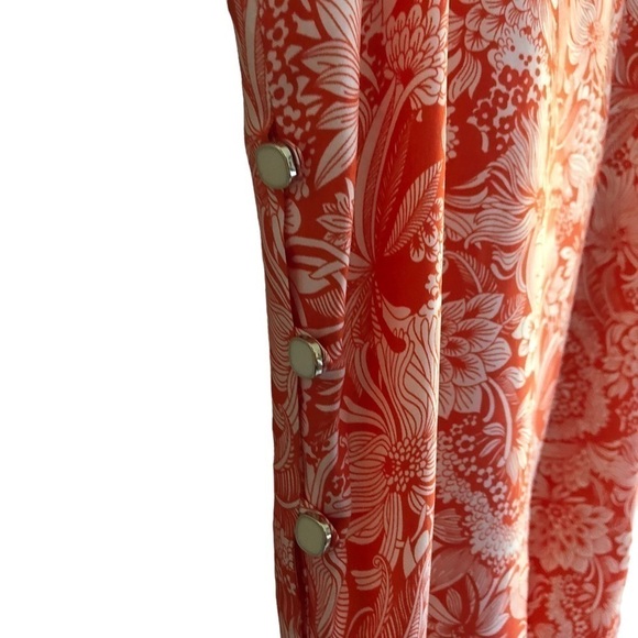 Milly Of New York Silk V-neck Fringe Trim Orange Floral Sleeveless Tank Size 6 - Picture 11 of 14